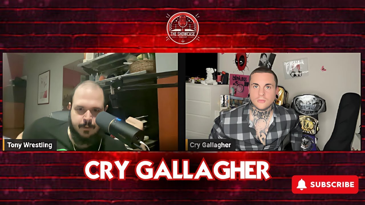 Tony Wrestling e Cry Gallagher Legend Killer in videochiamata, con le cinture replica sullo sfondo