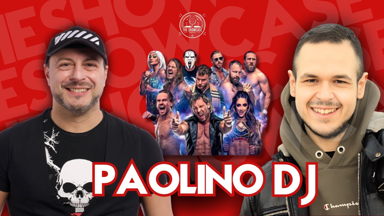 Paolino DJ, speaker di Radio 105 e commentatore AEW, e Tony Wrestling nella copertina di The Showcase