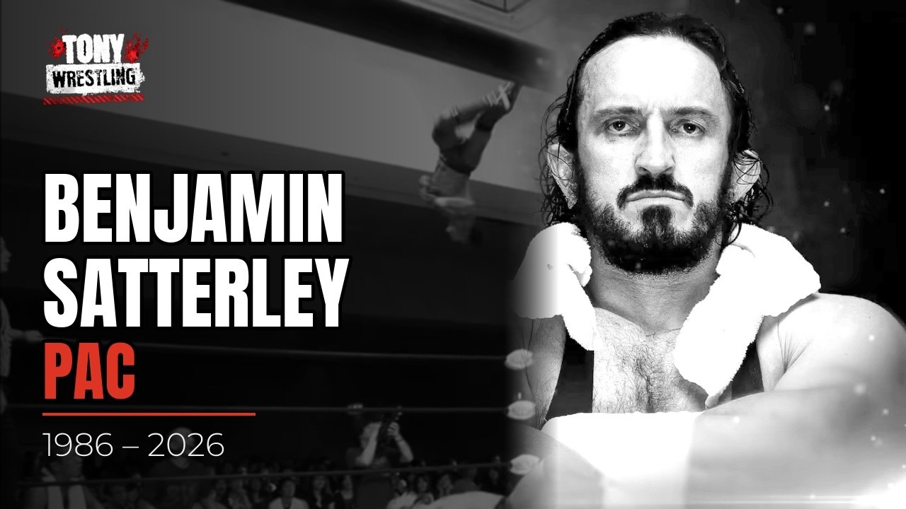 PAC, conosciuto in WWE come Neville, nella copertina del video tributo di Tony Wrestling